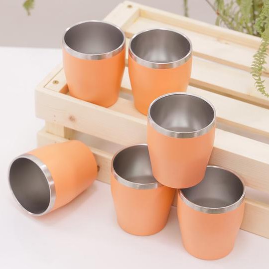 [Hàng chính hãng] Combo 6 Cốc giữ nhiệt inox Trino, Bằng Inox 304, Thành cao 9.3cm, Miệng rộng 8.2cm,  Hộp đựng Catton