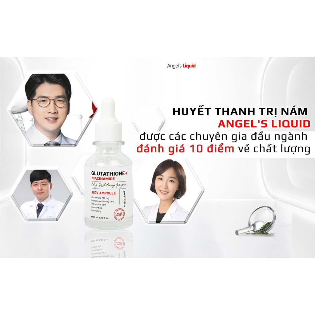 Huyết thanh truyền trắng làm mờ thâm nám Angel's Liquid Glutathione Plus Niacinamide 700 V-ampoule 30ml