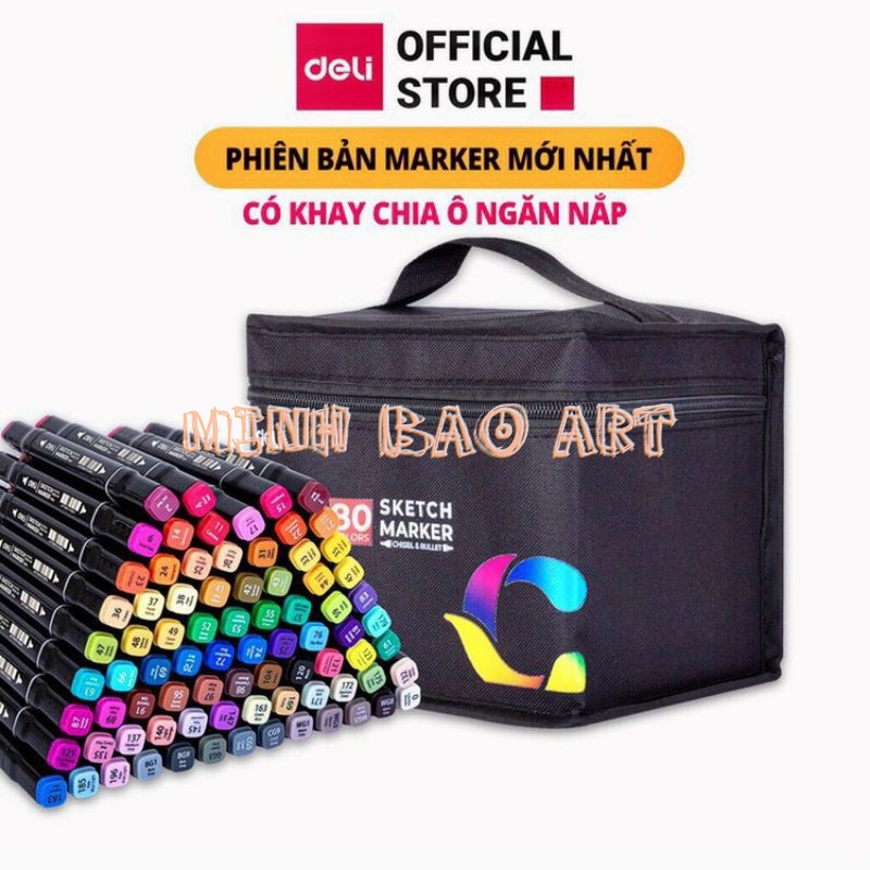 BÚT MÀU MARKER DELI KÈM TÚI VẢI 30/40/60/80 MÀU 70806