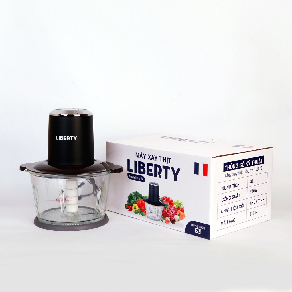 Máy xay thịt đa năng xay cá cua đá LIBERTY 2L cối thủy tinh kháng khuẩn Công suất lớn 350W