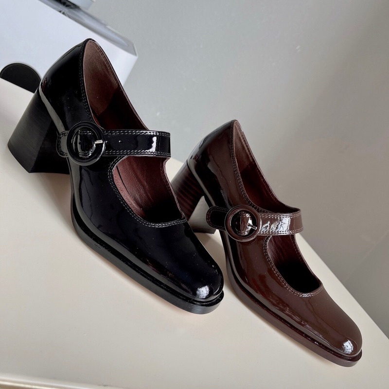 Giày nữ công sở đế tăng chiều cao da trơn bóng đế 6cm