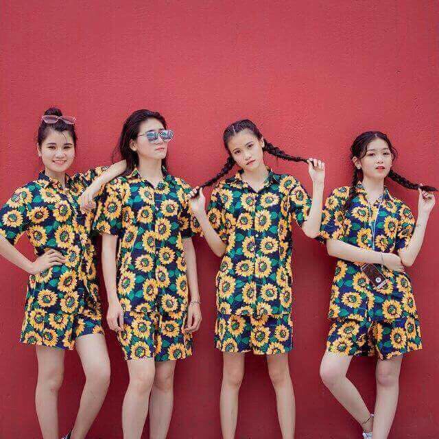 BỘ PIZAMA HOA QUẢ MẶC ĐI BIỂN MẶC NHÓM