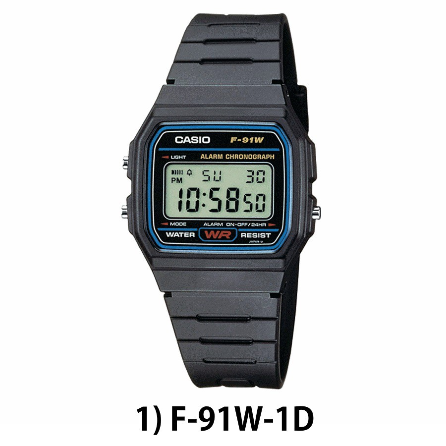 Đồng Hồ Điện Tử Casio F-91W-1D F-91Wm-1B Phong Cách Retro Cho Nam Và Nữ