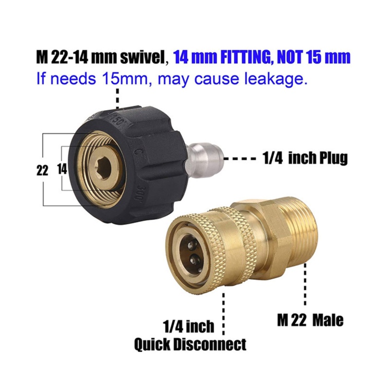 Đầu Nối Chuyển Đổi M22 14 Sang 1 / 4 Tháo Lắp Nhanh Cho Máy Rửa Áp Suất / Vòi Nước