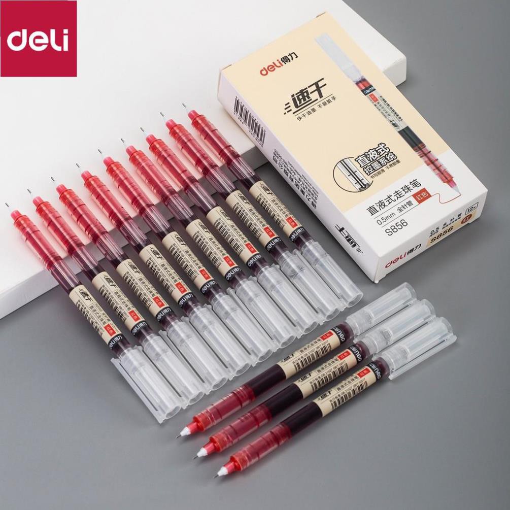 Bút bi nước Deli - 0.5mm - Mực Đỏ - 1 chiếc - S856-DO-01 [Deli]