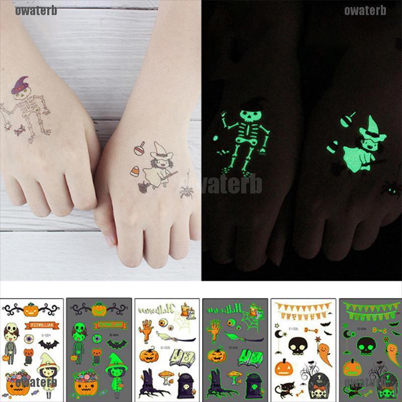 (hàng Mới Về) Hình Xăm Dán Dạ Quang Giả Phát Sáng Phong Cách Halloween