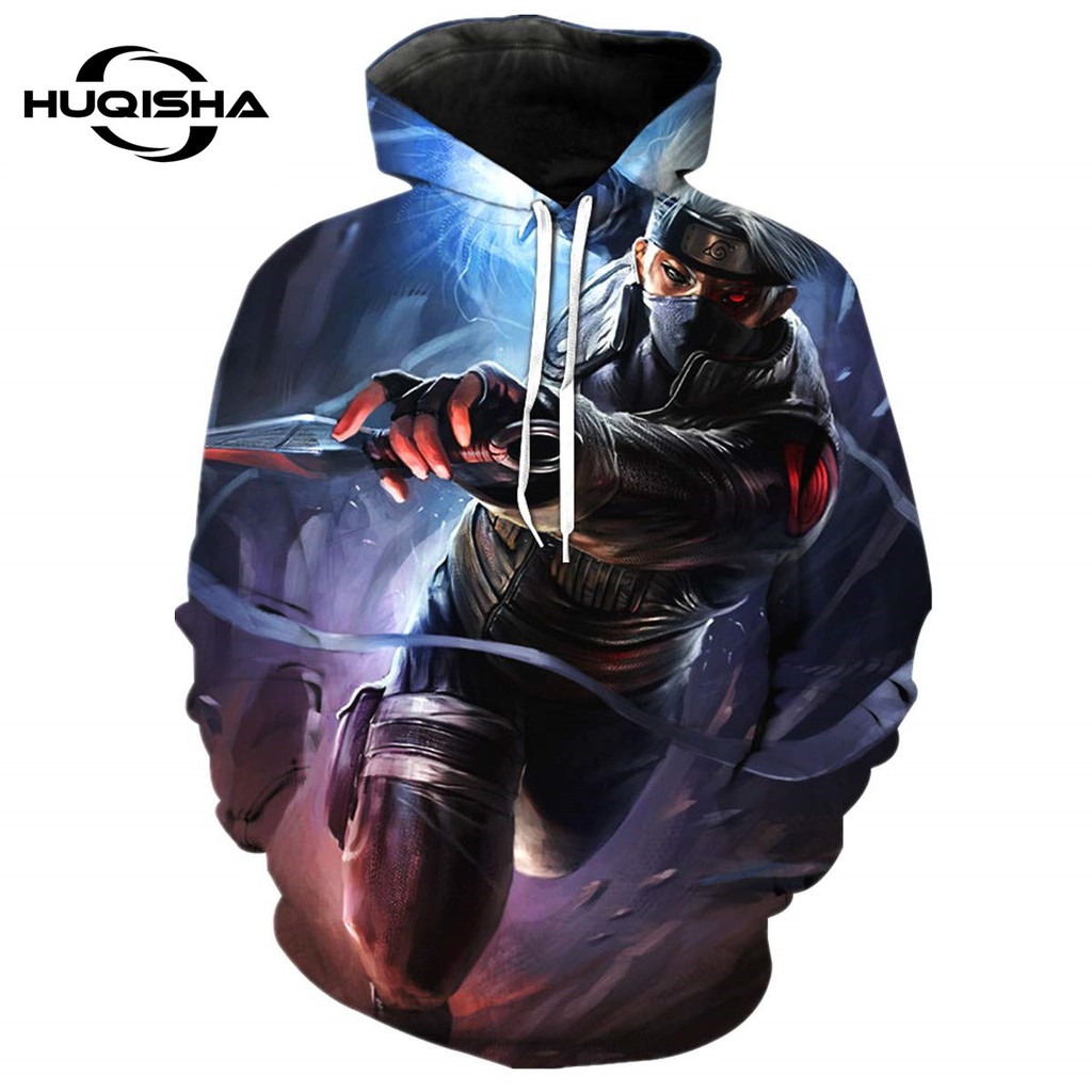 Áo hoodie HUQISHA in hình Naruto Uzumaki Kakashi cho cả nam và nữ