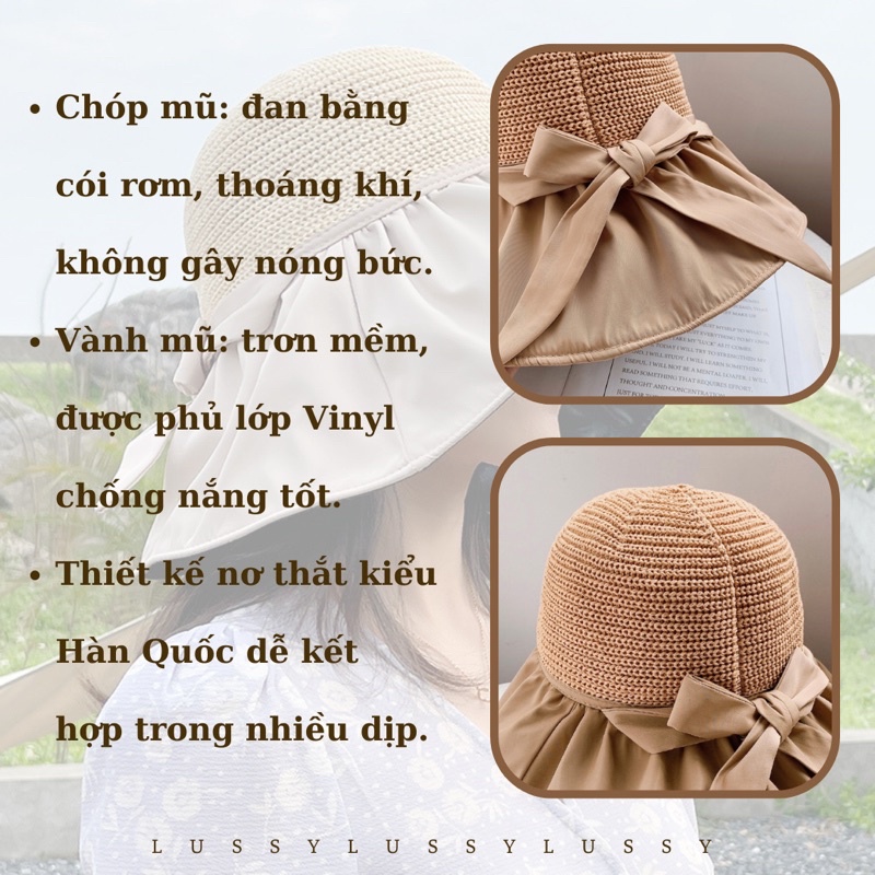 Mũ chống nắng vành rộng thời trang, mũ nón đi biển chống tia UV phong cách Uzzlang Hàn Quốc