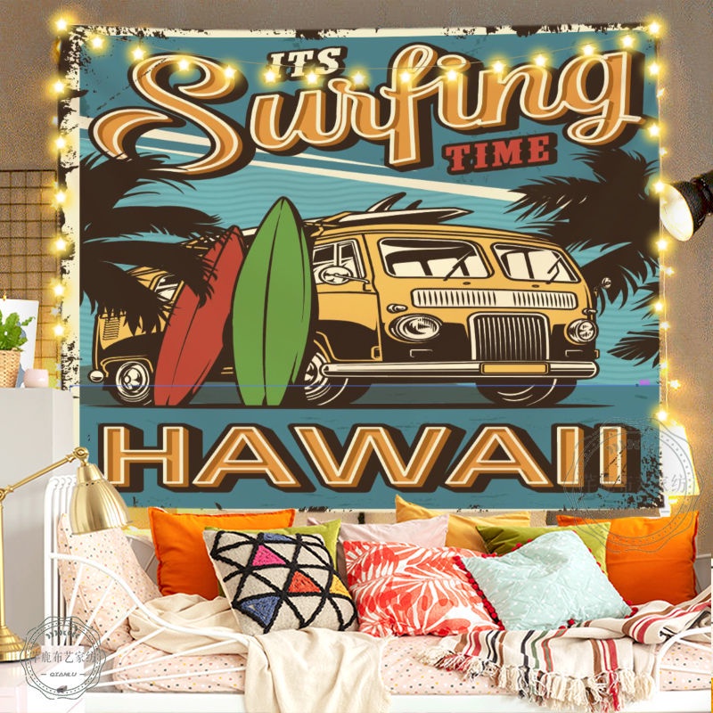 Ins Thảm Vải Treo Tường Trang Trí Phông Nền Phòng Ngủ / Ký Túc Xá / Phòng Khách Kiểu retro Mỹ Đơn Giản