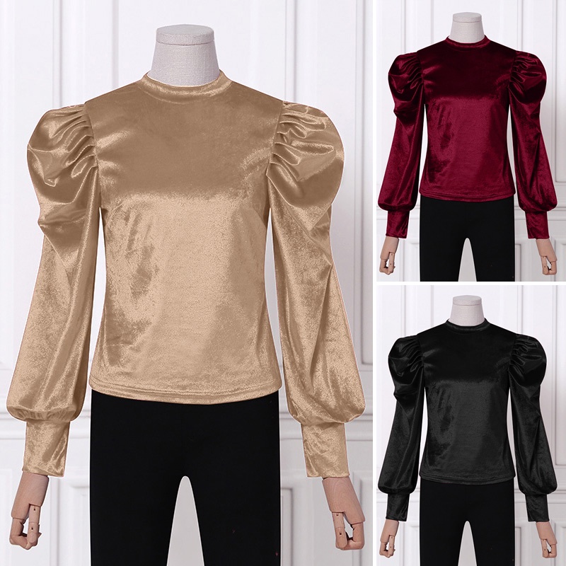 Áo ZANZEA cổ đứng tay phồng dáng ôm vừa vặn thời trang cổ điển cho nữ