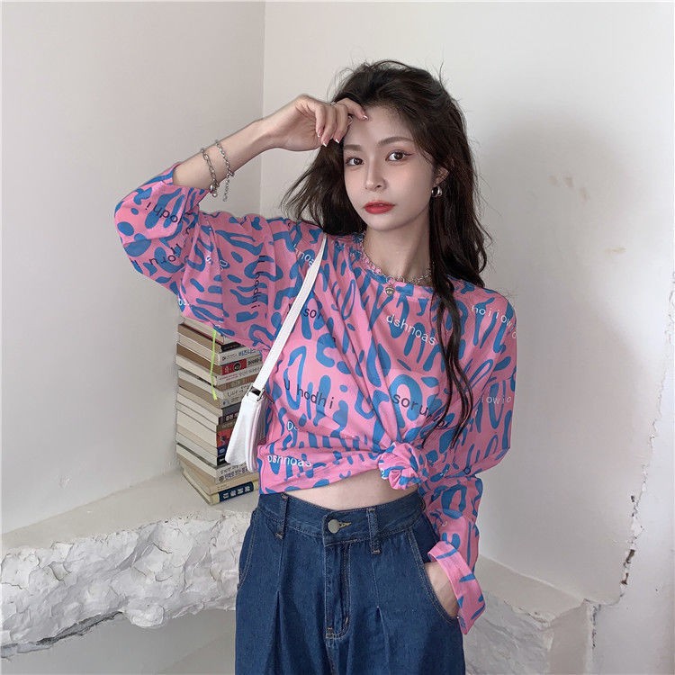 Spot sale letter printing sunscreen clothing women's summer dress 2021 new ins super fire design sense fried street tops women long-sleeved T-shirts