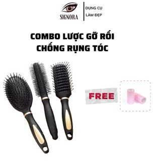 Lược gỡ rối chống rụng tóc, Lược tròn, lược bán nguyệt, lược Oval cao cấp đen