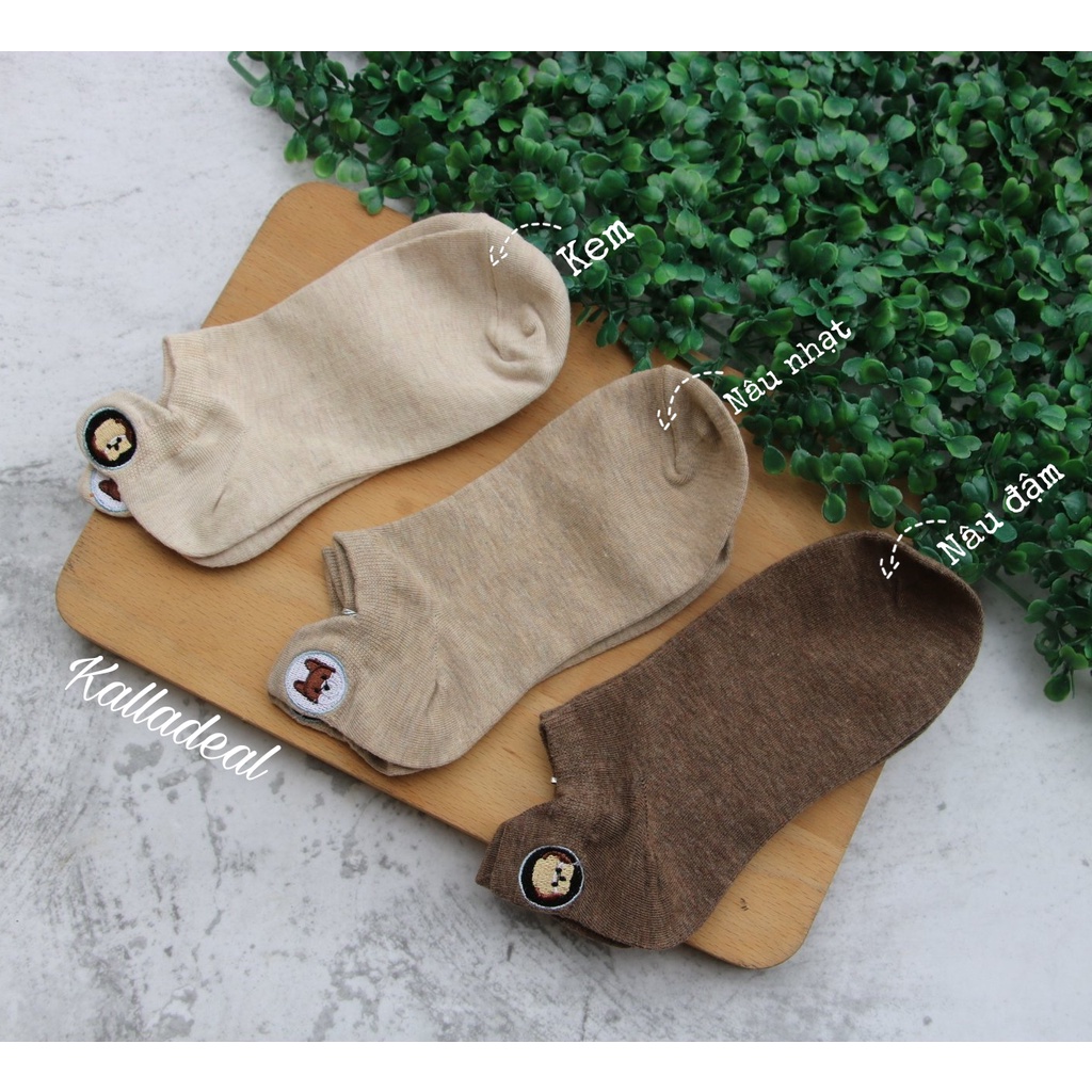 Tất Hoạt Hình Thêu Sau Gót Cổ Ngắn