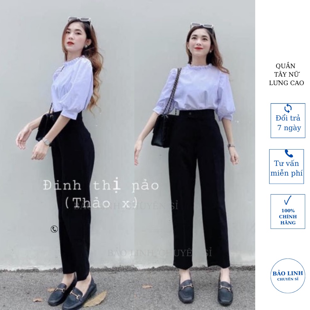 Quần Tây Baggy Cạp Cao Đi Học Cúc Lệch Phom Rộng Nữ Lưng Cao Dáng Đứng Công Sở Cao Câp