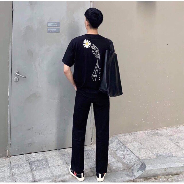 Áo phông tay lỡ nam nữ form rộng in hình hoa cúc bàn tay, áo thun nam nữ unisex dáng rộng tay lỡ hot hit cực ưu đãi | BigBuy360 - bigbuy360.vn