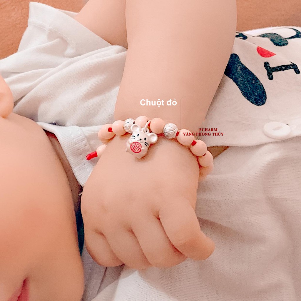 Vòng tay dâu tằm charm trâu (size cho bé từ sơ sinh tới lớn)