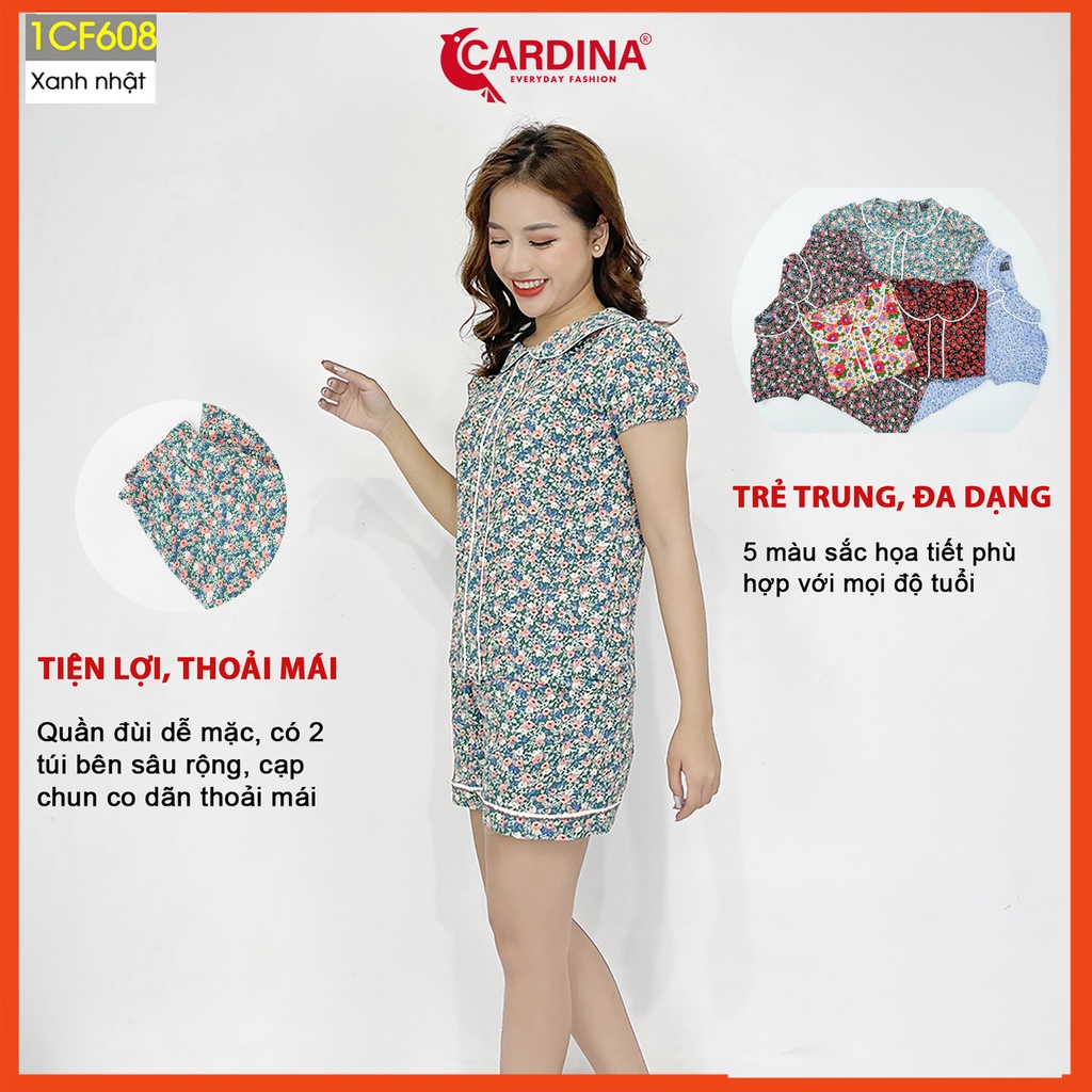 Đồ bộ nữ CARDINA chất lụa tơ cao cấp áo cổ sen nhẹ nhàng nữ tính 1CF6.