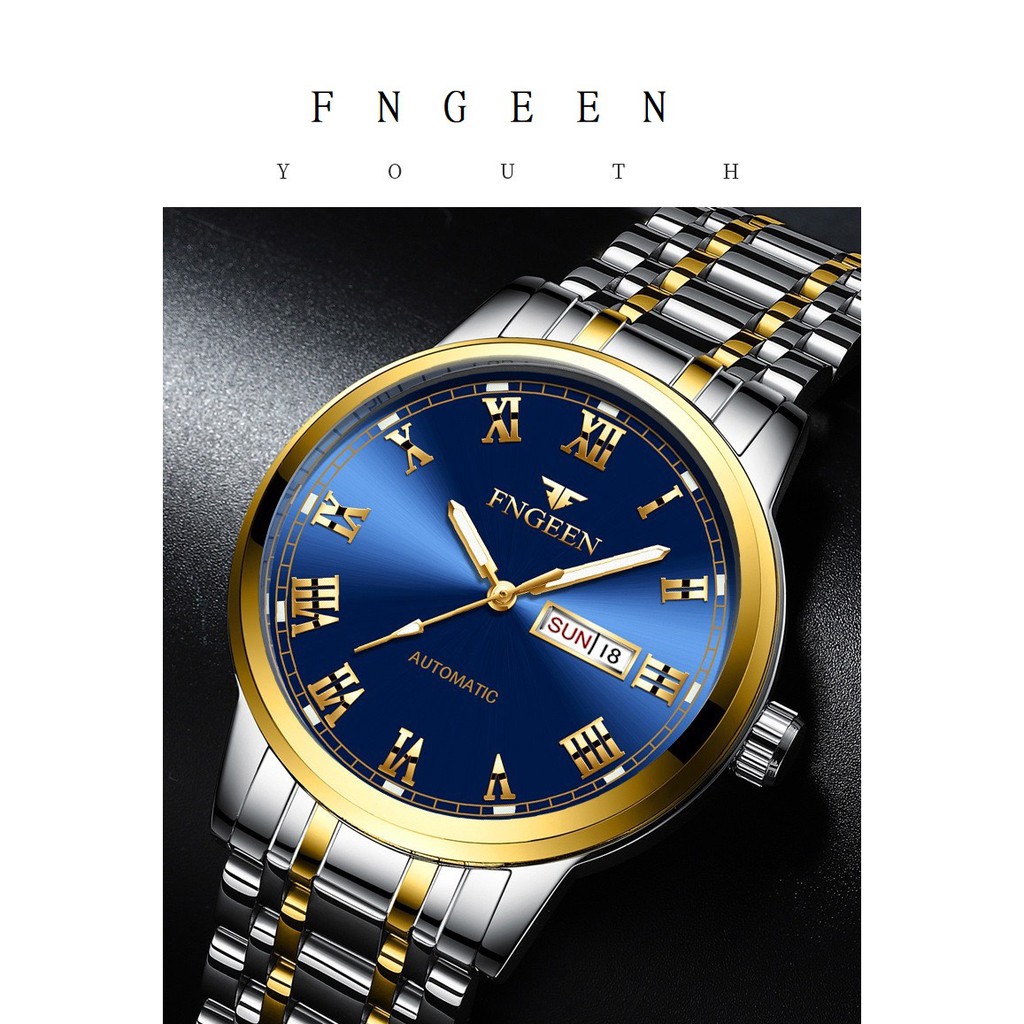 Đồng hồ nam FNGEEN F4X giả cơ,mặt số la mã có lịch xem thứ & ngày,có dạ quang ban đêm | BigBuy360 - bigbuy360.vn
