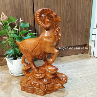 Tượng con Dê gỗ hương (Cao 40, rộng 26, sâu 11 cm)