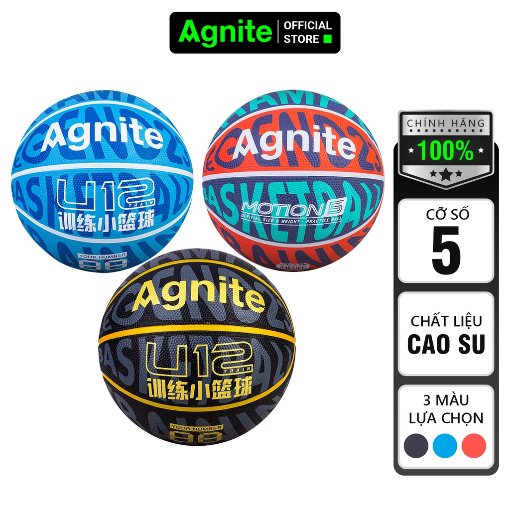 Quả bóng rổ Agnite số 5 đạt tiêu chuẩn - cao su chống bẩn, không mòn, bền, cho người chơi thể thao chuyên nghiệp - F1168