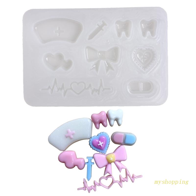 Khuôn Silicone Đổ Nhựa Resin Hình Nơ / Trái Tim Làm Trang Sức DIY