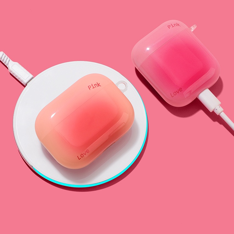 Vỏ Bảo Vệ Hộp Sạc Tai Nghe AirPods 1 2 Pro 3 Pro 3 Hình Quả Đào Màu Gradient Sáng Bóng Chống Rơi Kèm Móc Khóa