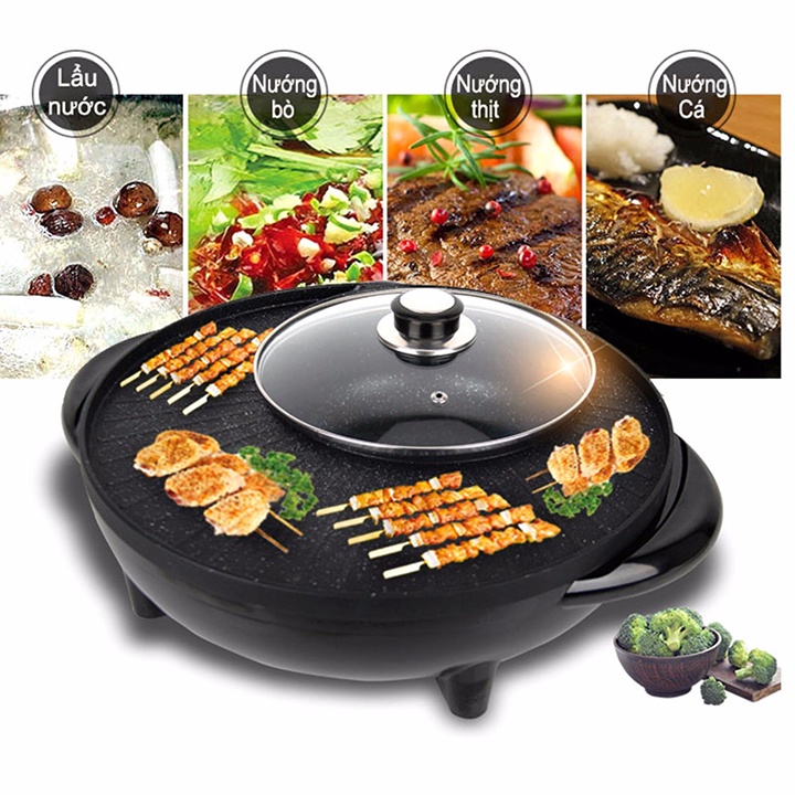 Bếp lẩu nướng BBQ tròn đa năng 2 in 1