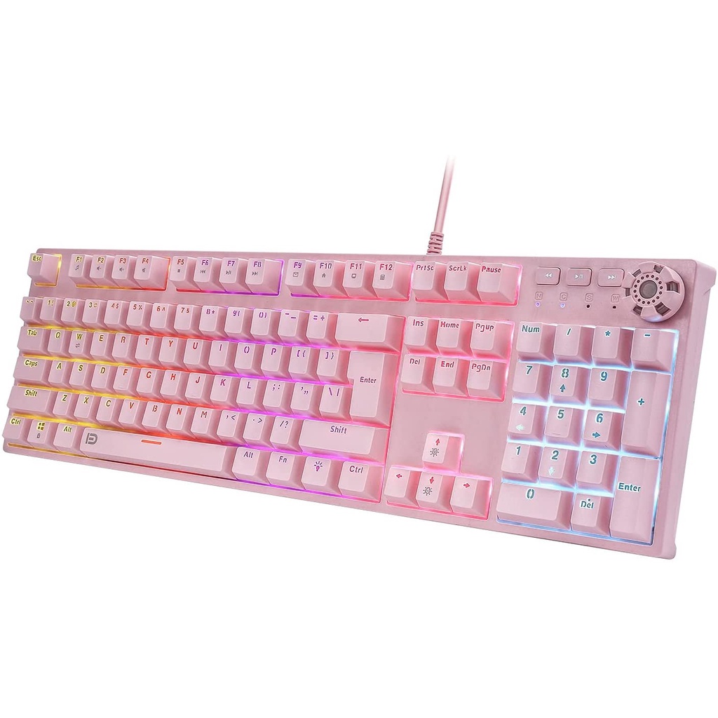 Bàn Phím Cơ Máy Tính Màu Hồng FD IK619 HJK 900 Chơi Game Dùng Văn Phòng cực mượt APELE