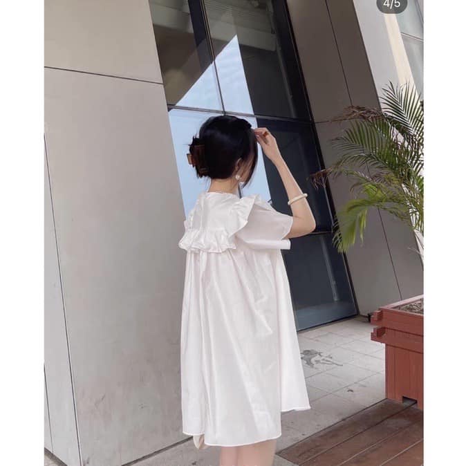 Váy babydoll xếp ly ngực, đầm baby doll tay bồng, dáng ngắn dễ thương