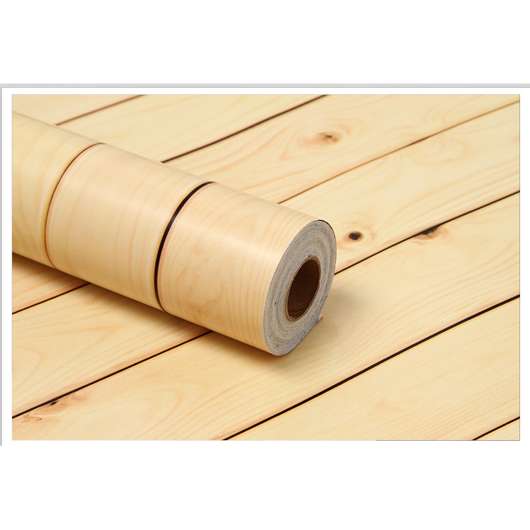 Decal giấy dán tường giả ván vàng sọc