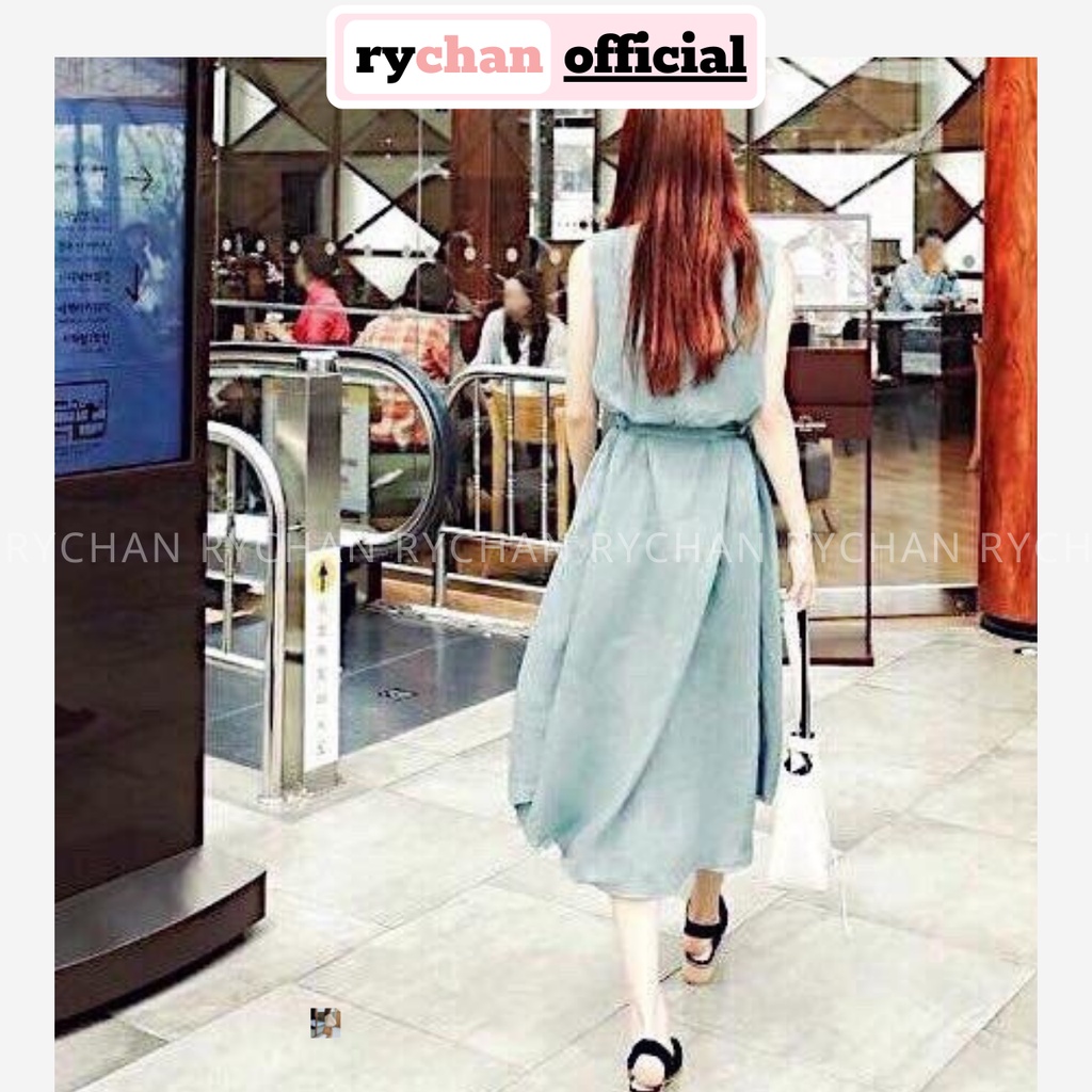 DM476 - Đầm Maxi Nút Sau Cột Eo