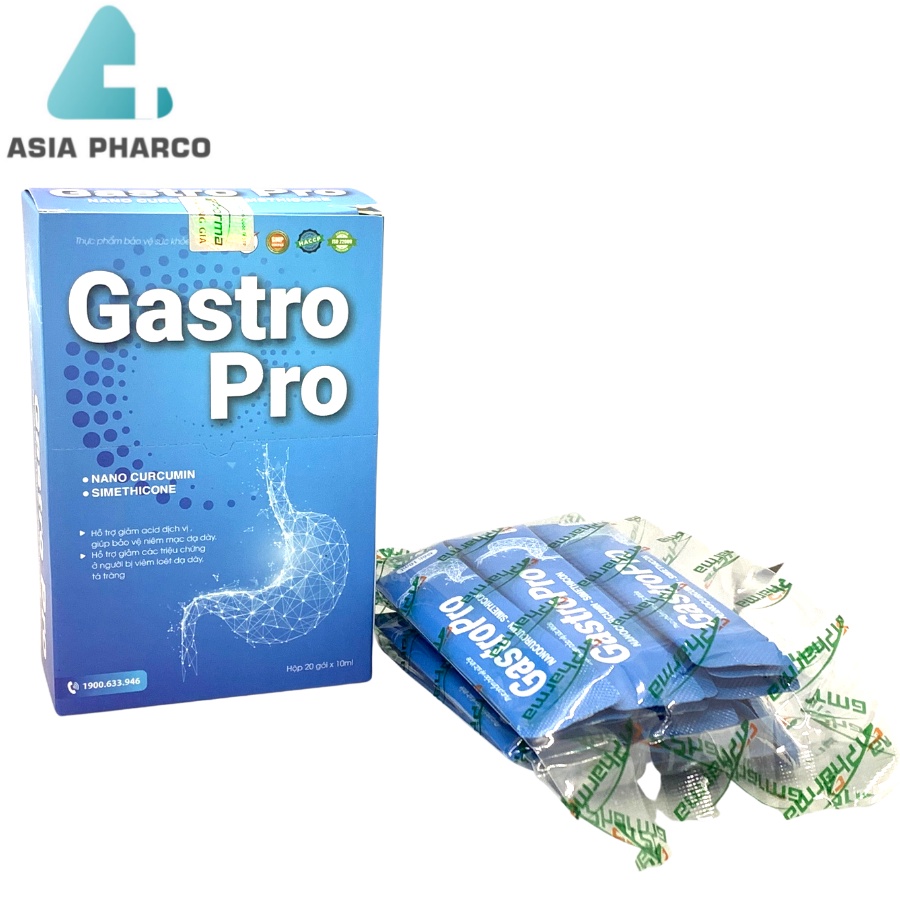 Gel Dạ Dày Gastro Pro, Giảm Nhanh Acid Dịch Vị, Giúp Tái Tạo Và Hồi Phục Niêm Mạc Dạ Dày, Hộp 20 gói 10ml