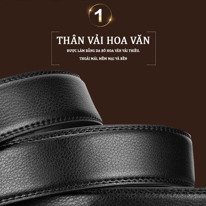 Thắt Lưng Da Nam Khóa Tự Động Dây Nịt Nam Da Cao Cấp Màu Vàng Bạc Nam Tính