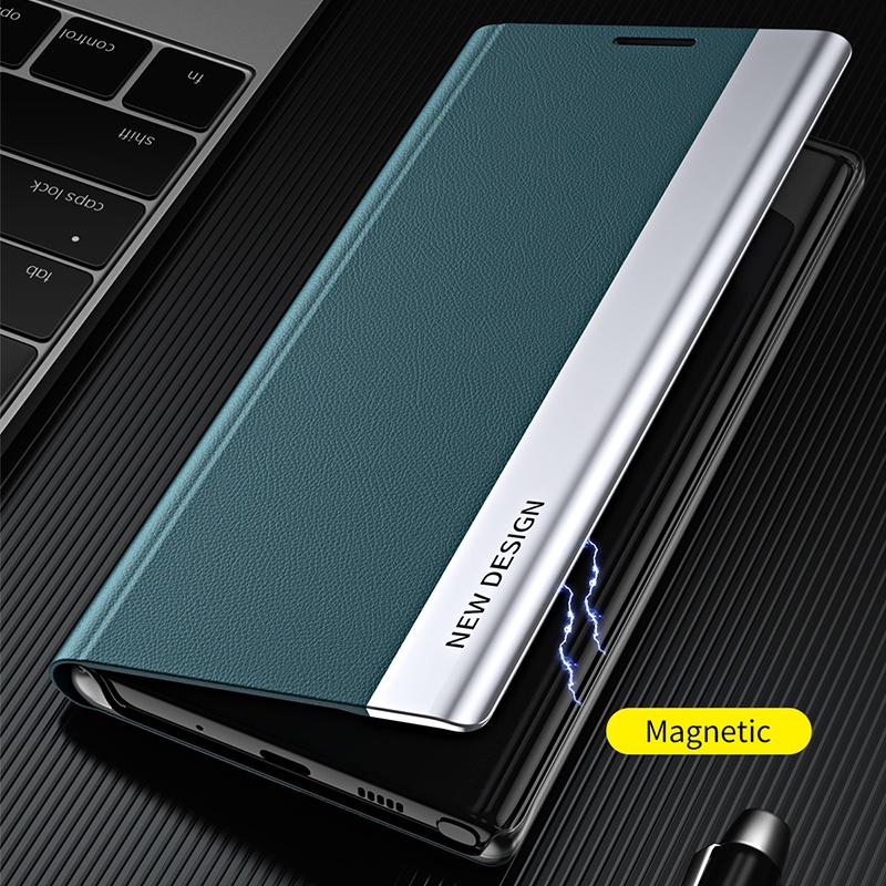 Ốp Điện Thoại Da Nắp Gập Từ Tính Thông Minh Cho Samsung Galaxy S22 Ultra S21 FE S20 Plus Note 20 A53 A73 A32 A12 A52