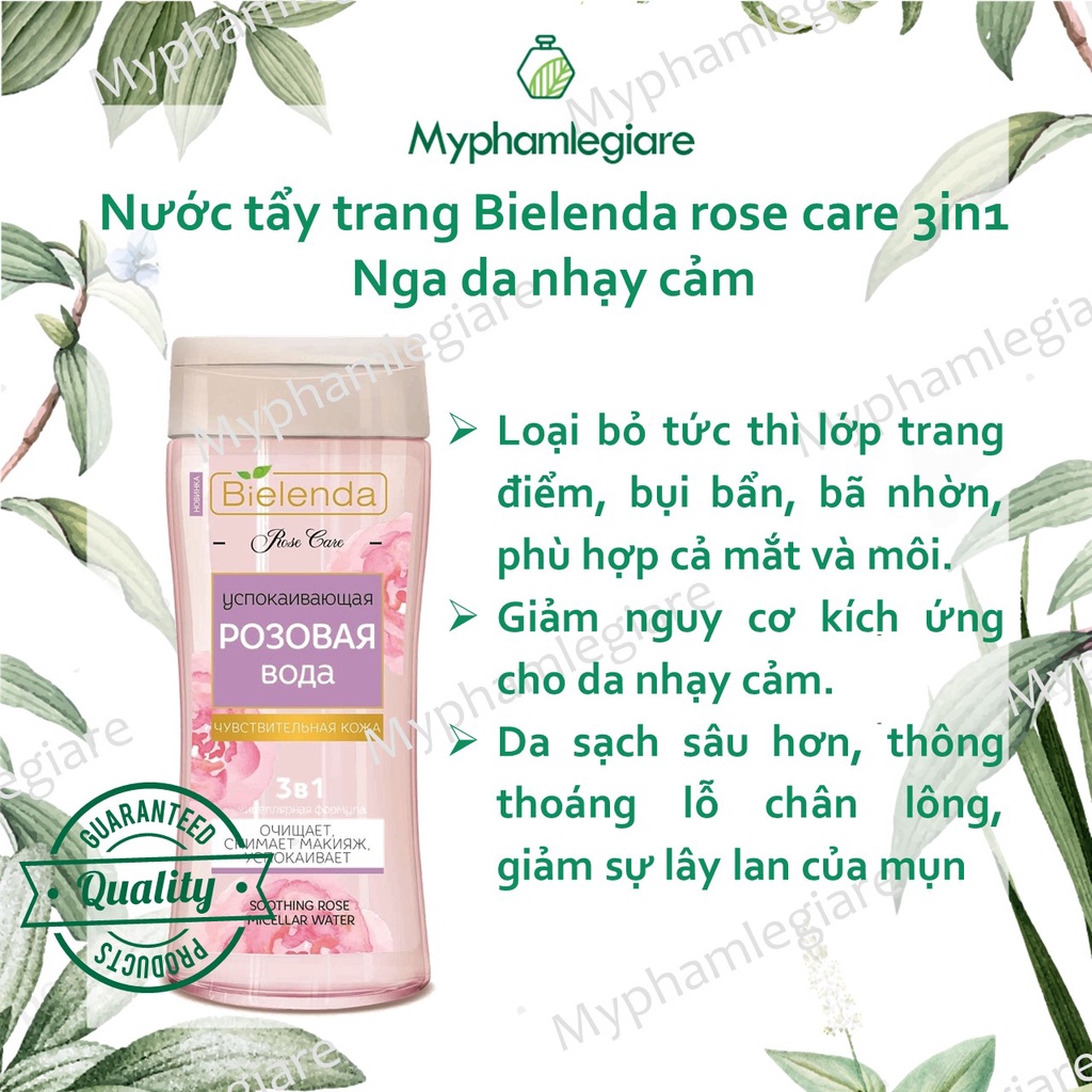 Nước Tẩy Trang Bielenda Rose Care 3in1 Nga Da Nhạy Cảm