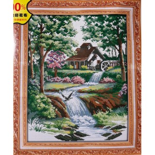 Tranh thêu chữ thập nhà ven suối ry1169 kt:47x59cm