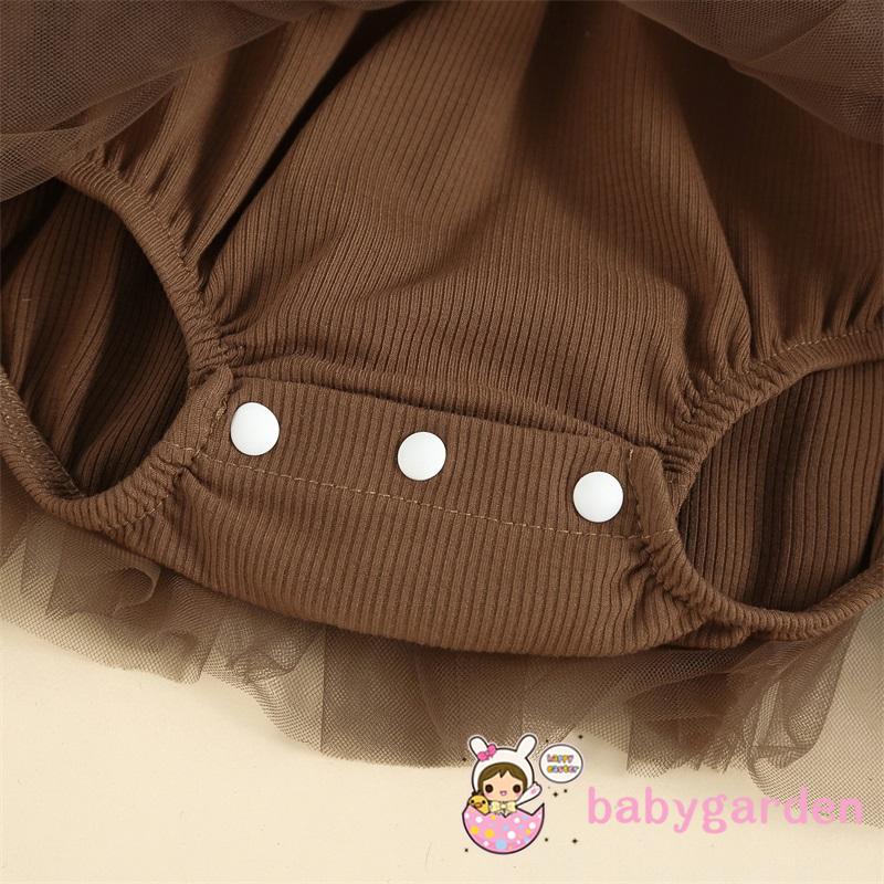 Bộ Áo Liền Quần Tay Dài Phối Lưới Kèm Băng Đô Dễ Thương Cho Bé Gái 0-24 Tháng Tuổi