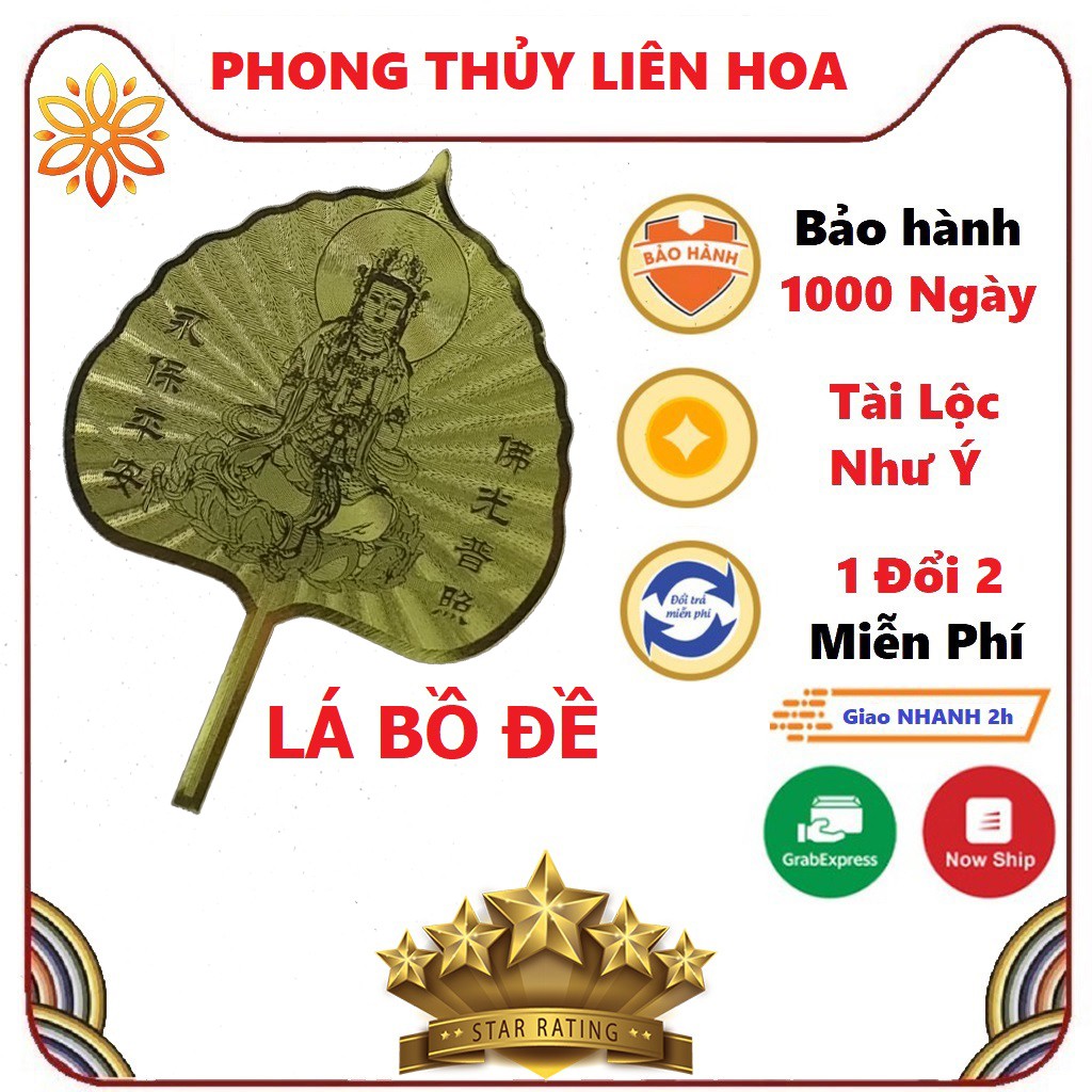 Lá Bồ Đề Quan Âm Bồ Tát vàng Cầu May Mắn, Bình An, Tài Lộc cho gia chủ - PHONG THỦY LIÊN HOA