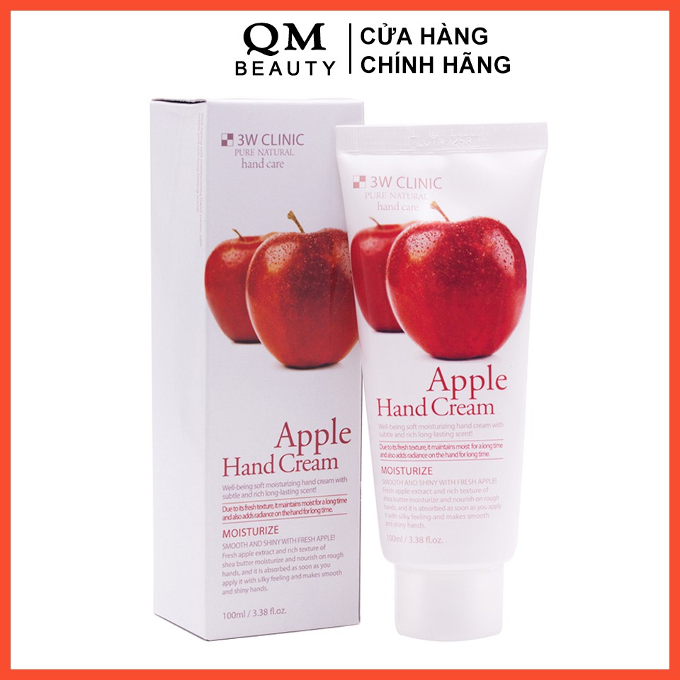 Kem dưỡng da tay 3W Clinic Apple Hand Cream 100ml Hàn Quốc - QM Beauty