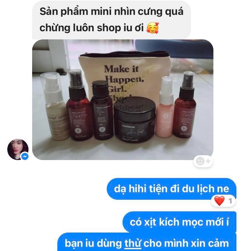 Set du lịch bộ sản phẩm chăm sóc tóc toàn diện size mini vyvyhaircare V 240ml