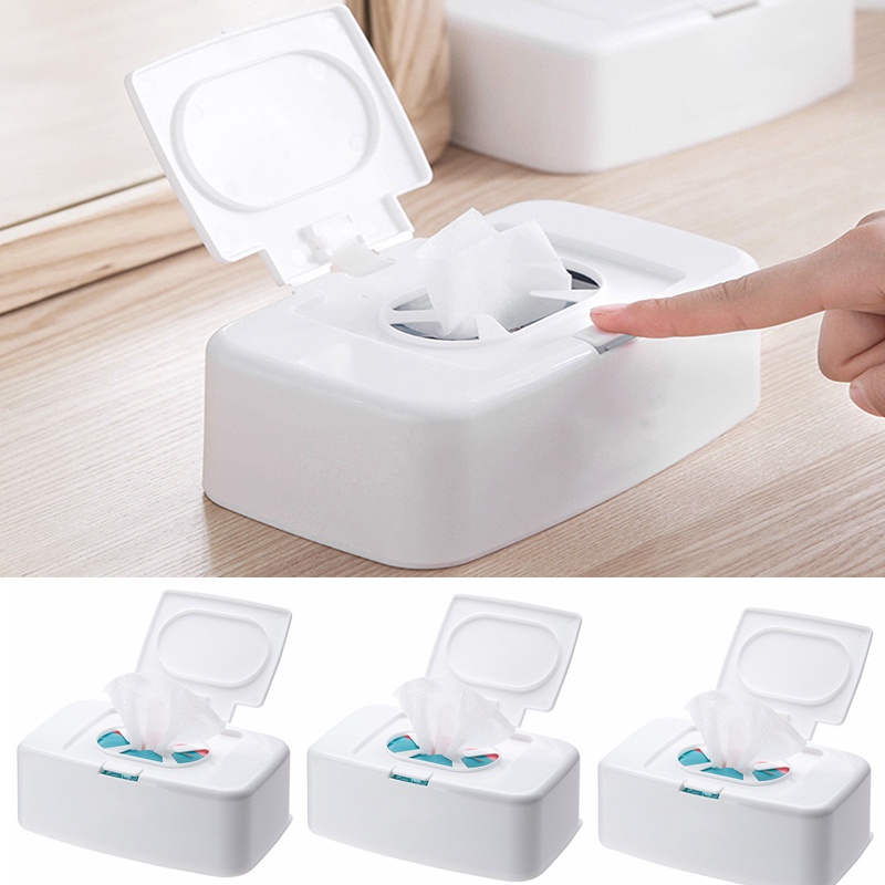 Hộp Đựng Khăn Giấy Ướt Bằng Nhựa Màu Trắng Cho Xe Hơi / Văn Phòng
