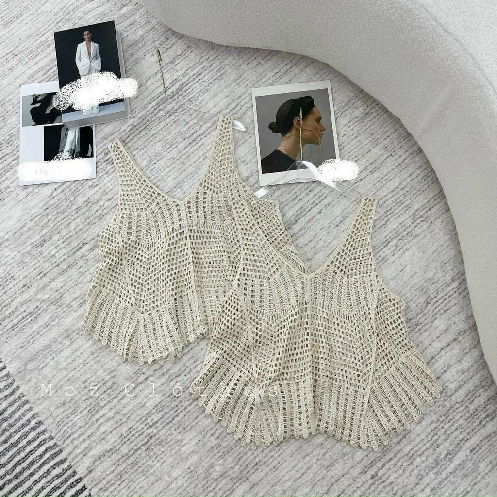 Áo Ren Lưới Cá Tính Len Sát Nách Hottrend 2023 Style Độc Đáo Cho Nữ | Vui Vẻ Shop