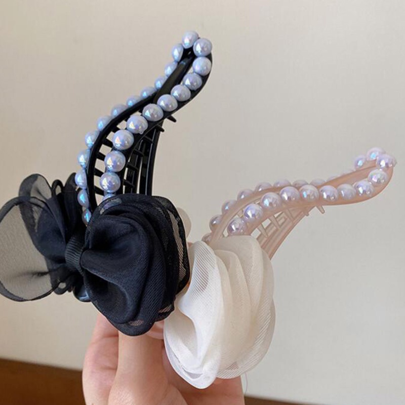 Kẹp Tóc Đính Nơ Và Ngọc Trai Xinh Xắn Dành Cho Nữ