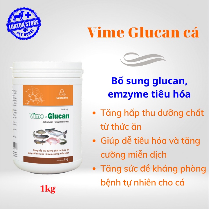 VEMEDIM Vime-Glucan cung cấp các loại enzyme giúp cá tiêu hóa, hấp thu thức ăn, lon 1kg Vime Glucan - Lonton store