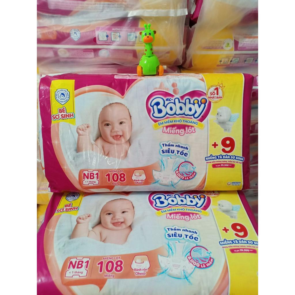 Miếng lót sơ sinh Bobby NB1 108 miếng cho bé dưới 5kg Có thể dùng thay BVS