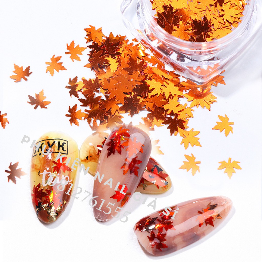 Nhũ lá phong ẩn nail trang trí móng