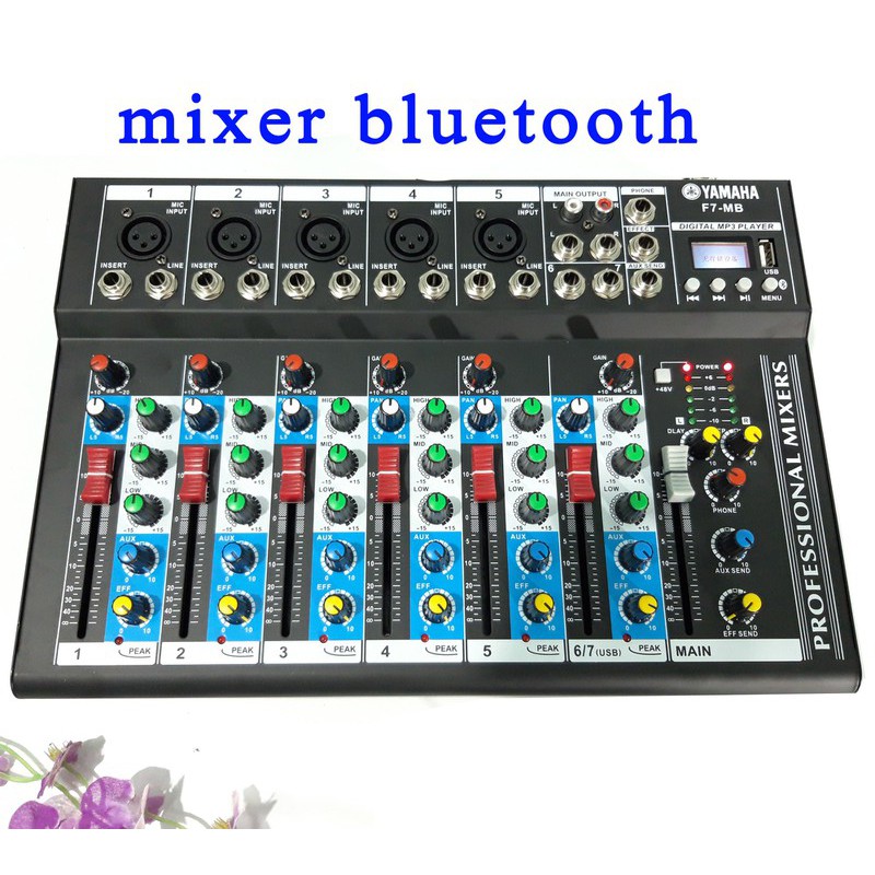 Bàn trộn âm thanh Mixer F7 Yamaha có Bluetooth, USB,kết nối dàn âm thanh,loa kéo, Livestream chỉnh nhạc hoàn hảo