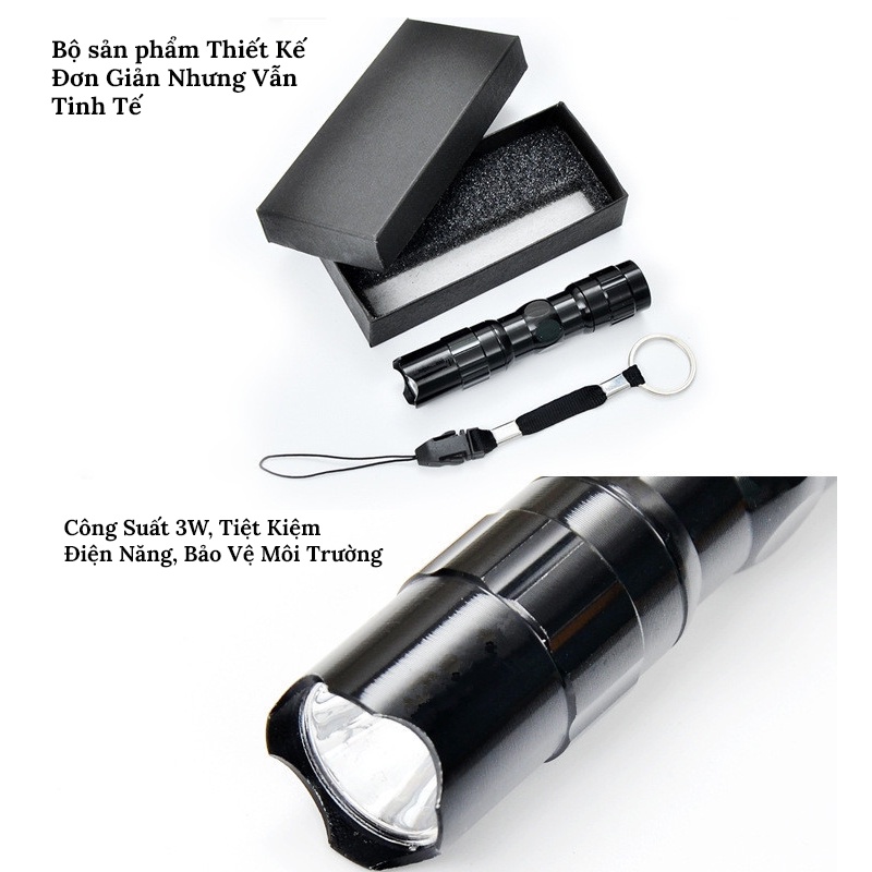 Đèn Pin Mini Siêu Sáng Police 3W – Có Tặng Kèm Dây Móc Treo Chìa Khóa CARZONE.TOP