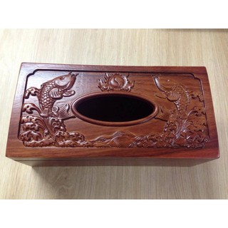 Hộp giấy song ngư gỗ hương