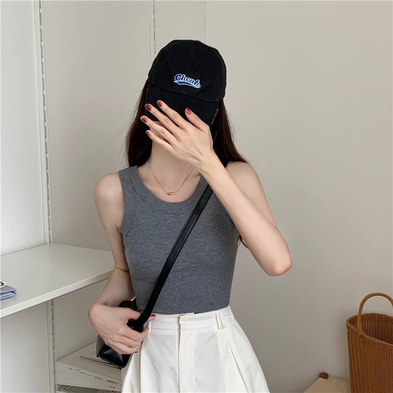 SUXI Áo Thun Thể Thao Sát Nách Cổ Tròn Màu Sắc Đơn Giản Dễ Phối Đồ Phong Cách Năng Động